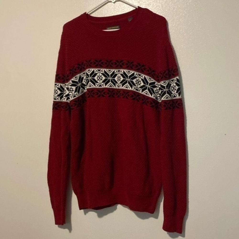 John Bartlett consensus cayenne Henry cable knitwear ski holiday sweater large